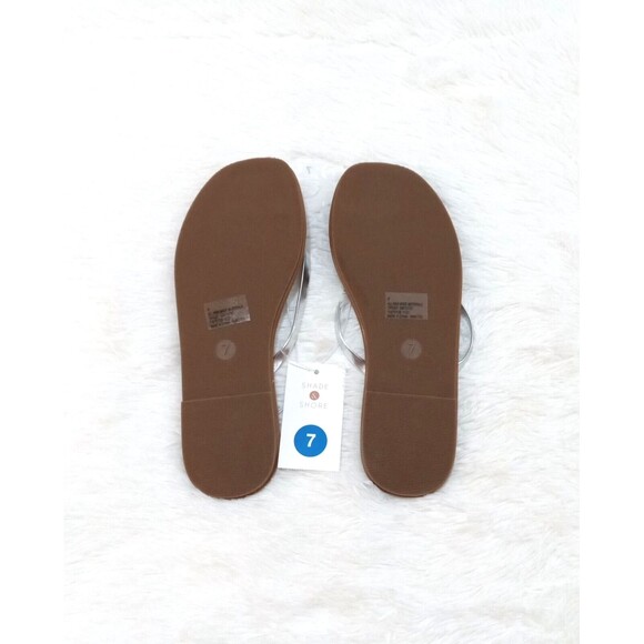 SHADE & SHORE Women's Faux Leather Flip Flop Sandals "Silver" (Size 7) BRAND NEW - Picture 6 of 6